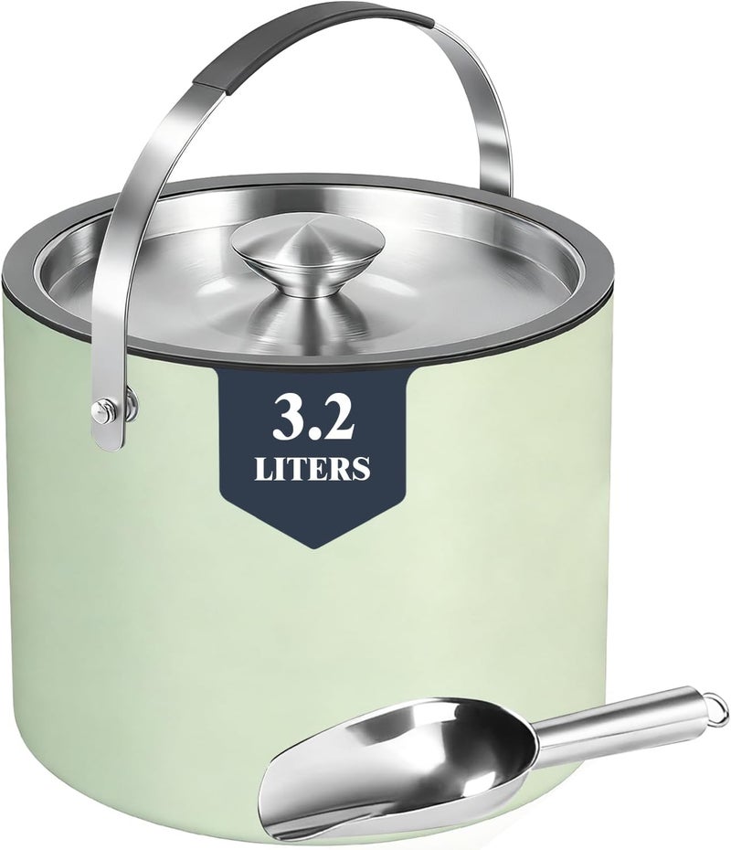 Five Home 3.2L Insulated Ice Buckets for Parties, Elegant Double Wall Stainless Steel Champagne Buckets with Lid & Scoop,Ideal for Cocktail Bar, Chilling Wine, Champagne - Image 1
